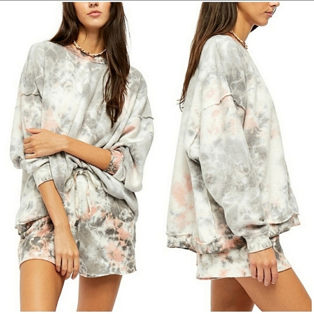 Free People Kelly Washed sweatshirt and shorts set